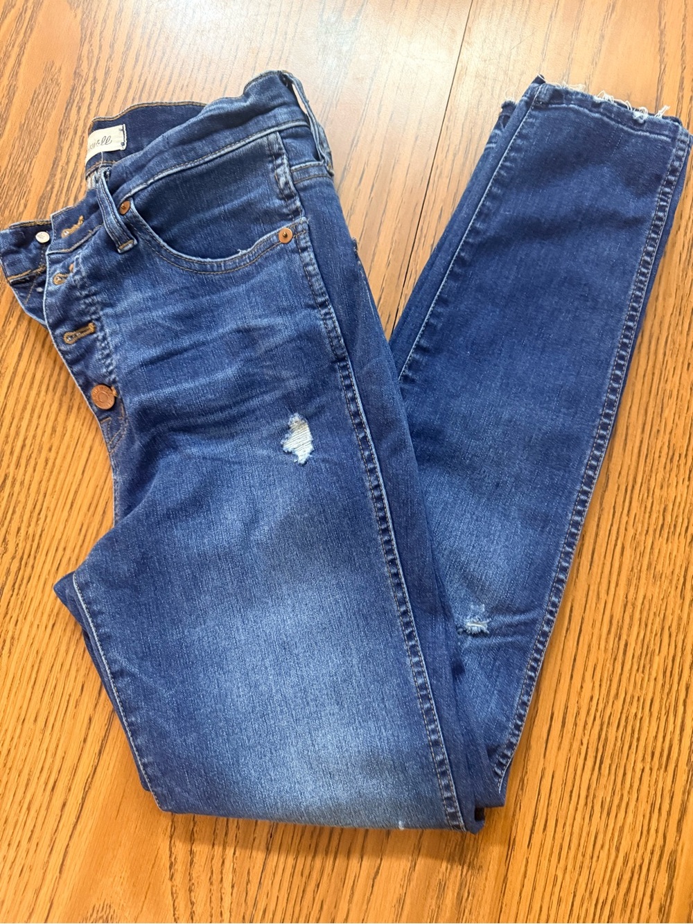 Madewell Indigo Blue Skinny Jeans with Subtle Distressing